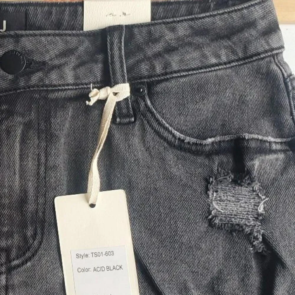 Anthropologie LTJ Letter to Juliet Acid Black cut off jean shorts NWT size xl - Picture 5 of 11